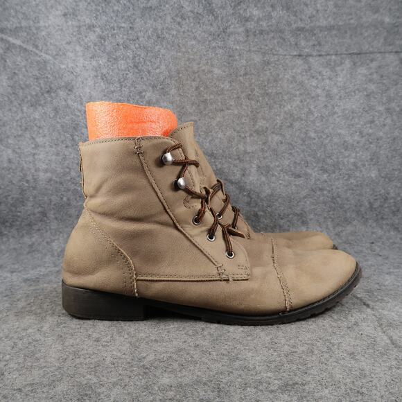 Madden Girl Shoes - Madden Girls Shoes Women 9 Ankle Boot Combat Moto Casual Biker Zip Lace Up Brown